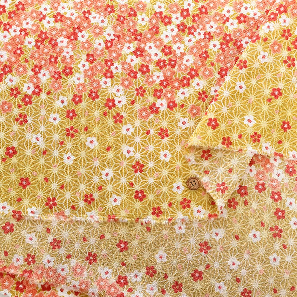 Polyester Crepe (Chirimen) Printed Fabric - Falling Petals - nomura tailor