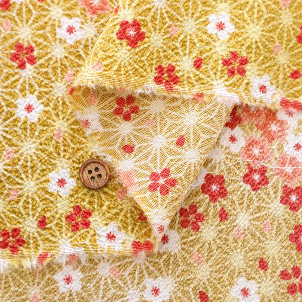 Polyester Crepe (Chirimen) Printed Fabric - Falling Petals - nomura tailor