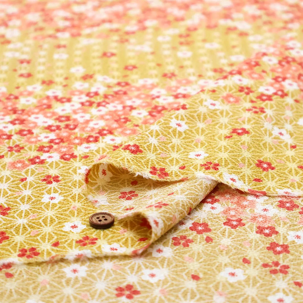 Polyester Crepe (Chirimen) Printed Fabric - Falling Petals - nomura tailor