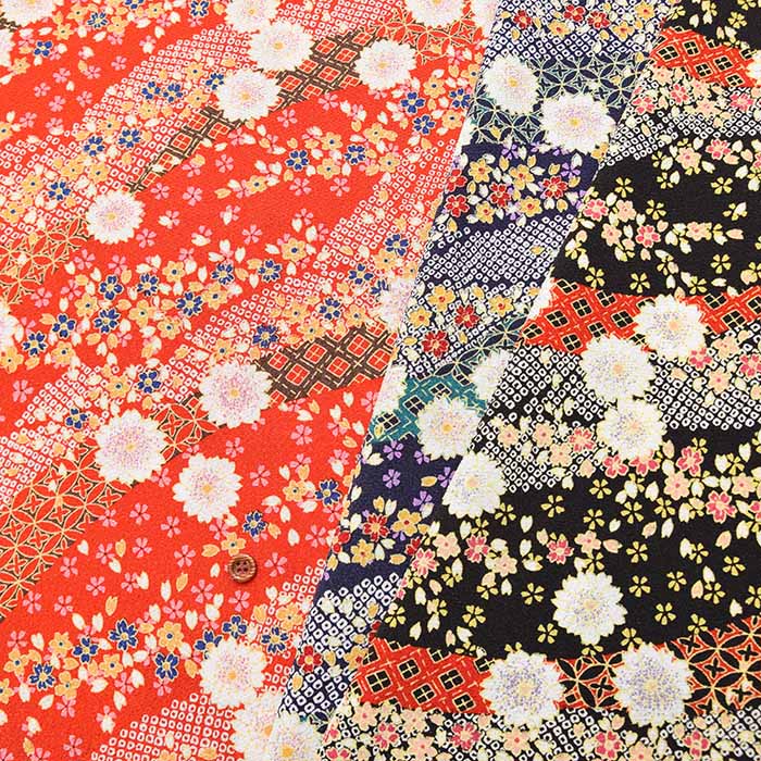 Polyester Chirimen Print Fabric Hikita - nomura tailor