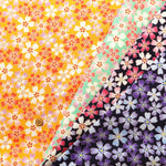 Polyester Crepe (Chirimen) Printed Fabric - Sunny Moss Phlox - nomura tailor
