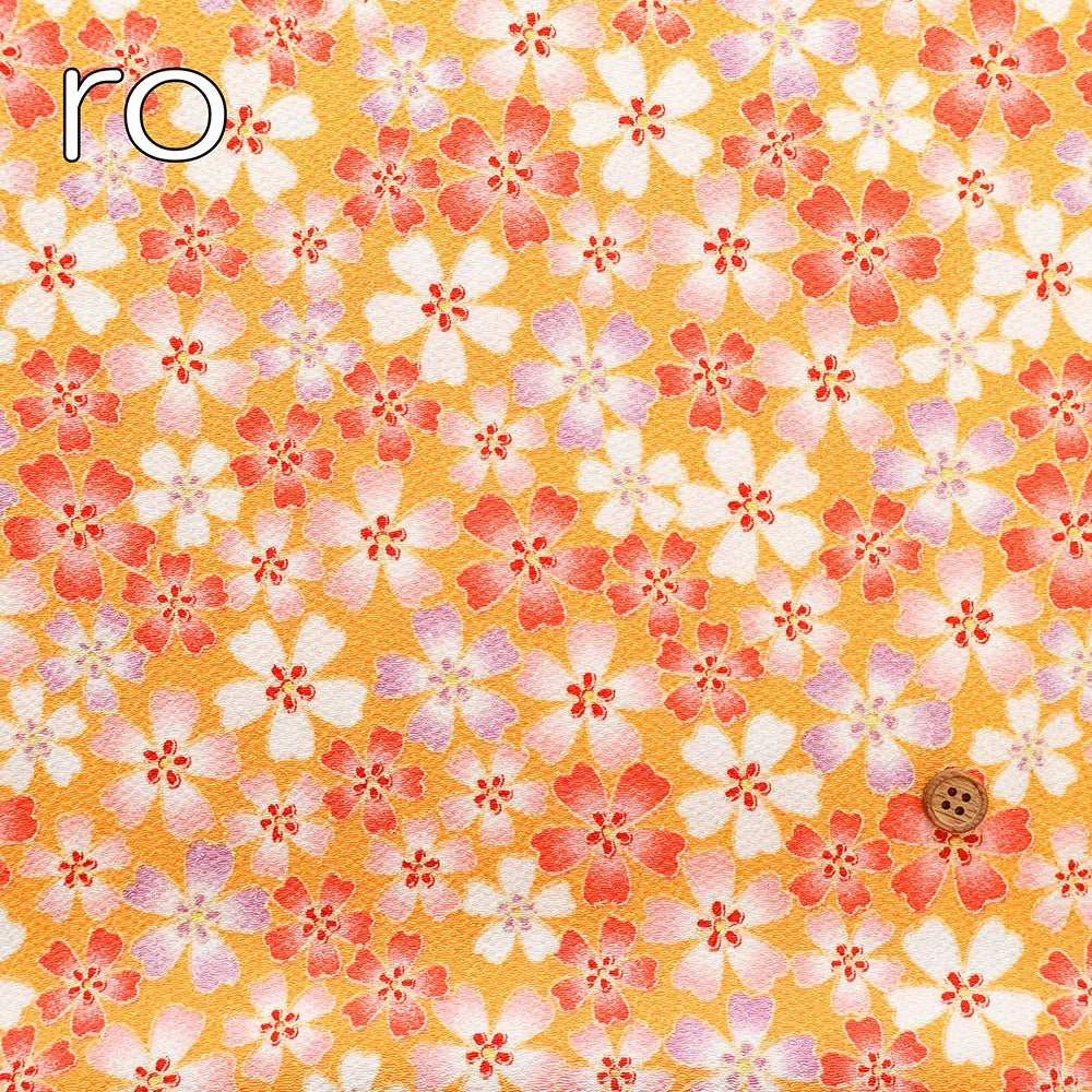 Polyester Crepe (Chirimen) Printed Fabric - Sunny Moss Phlox - nomura tailor