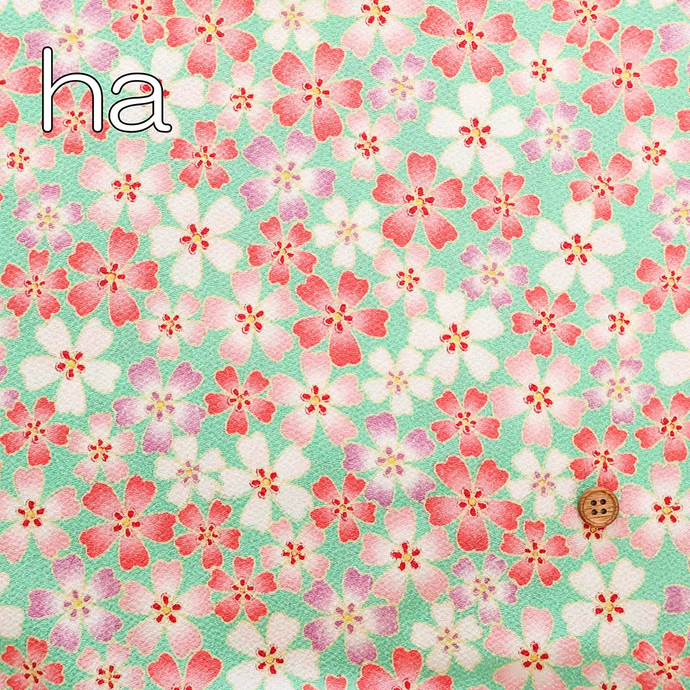 Polyester Crepe (Chirimen) Printed Fabric - Sunny Moss Phlox - nomura tailor
