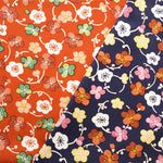 Polyester Crepe(Chirimen) Printed Fabric  - Plum - nomura tailor