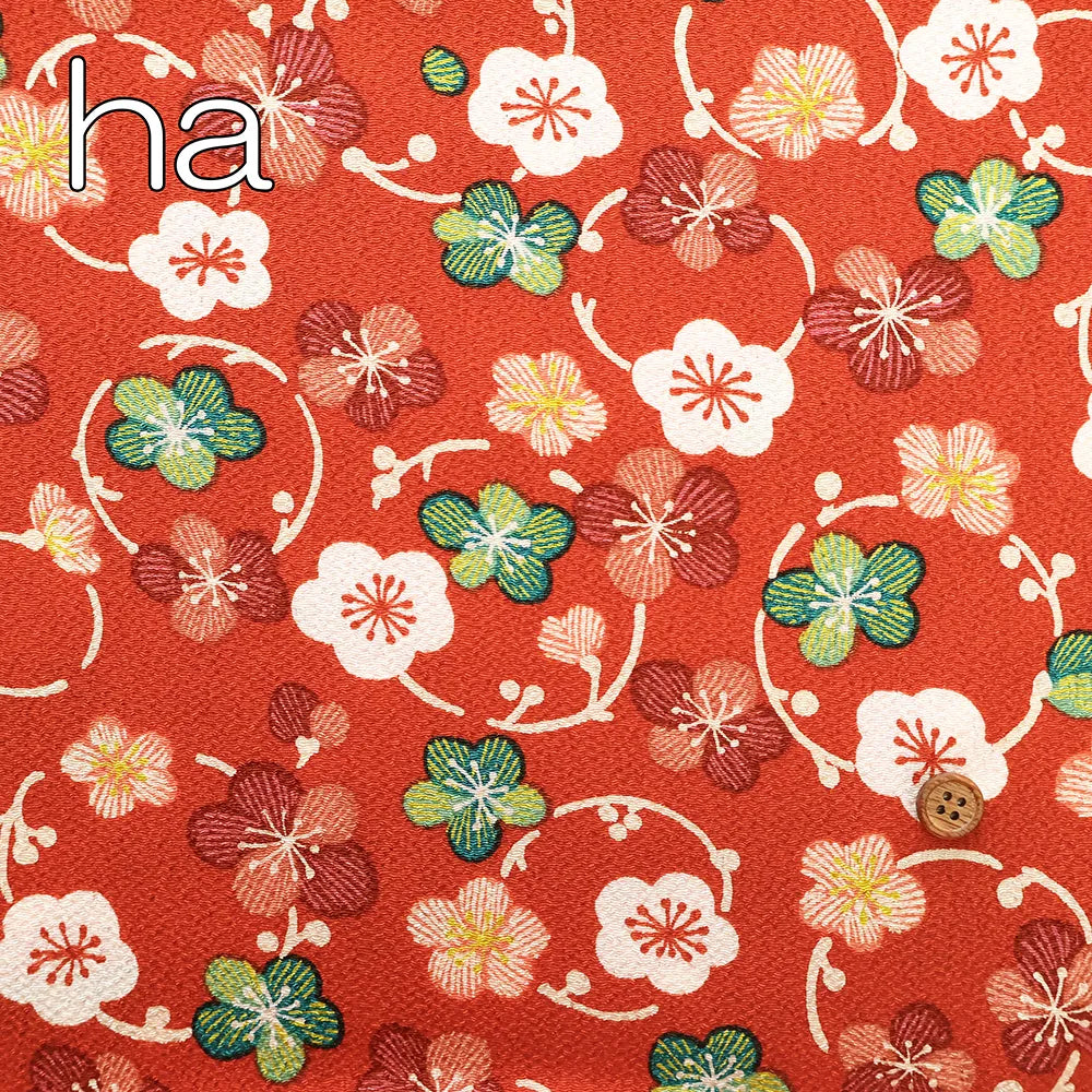 Polyester Crepe(Chirimen) Printed Fabric  - Plum - nomura tailor