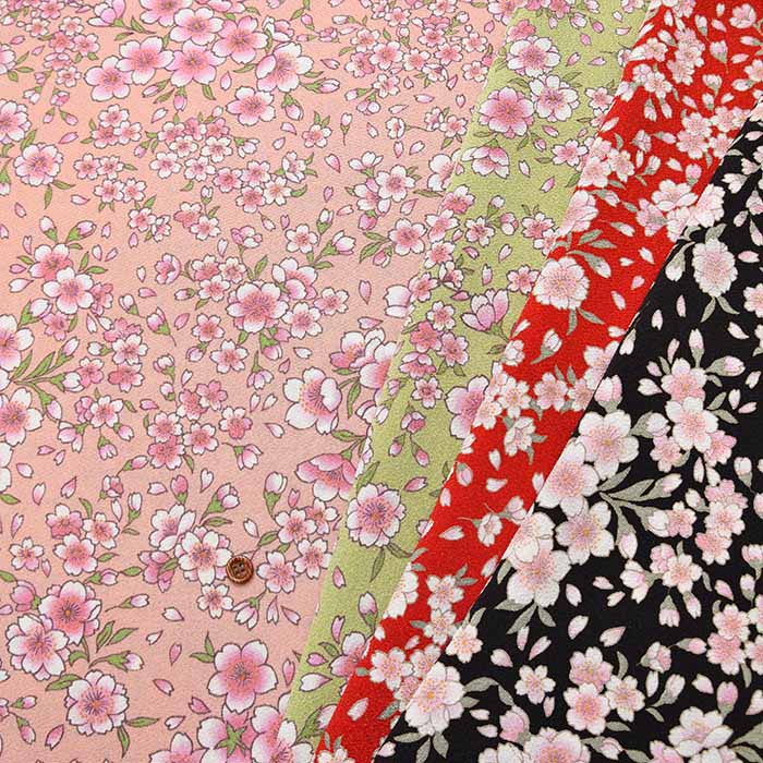 Polyester Chirimen Print Fabric Sakura 1 - nomura tailor