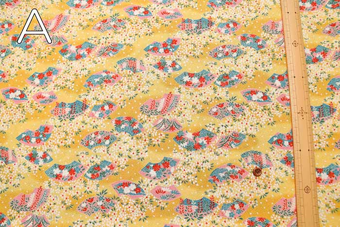 Polyester Fi -Koshi Kirimen Print Fabric Sakura Fan - nomura tailor