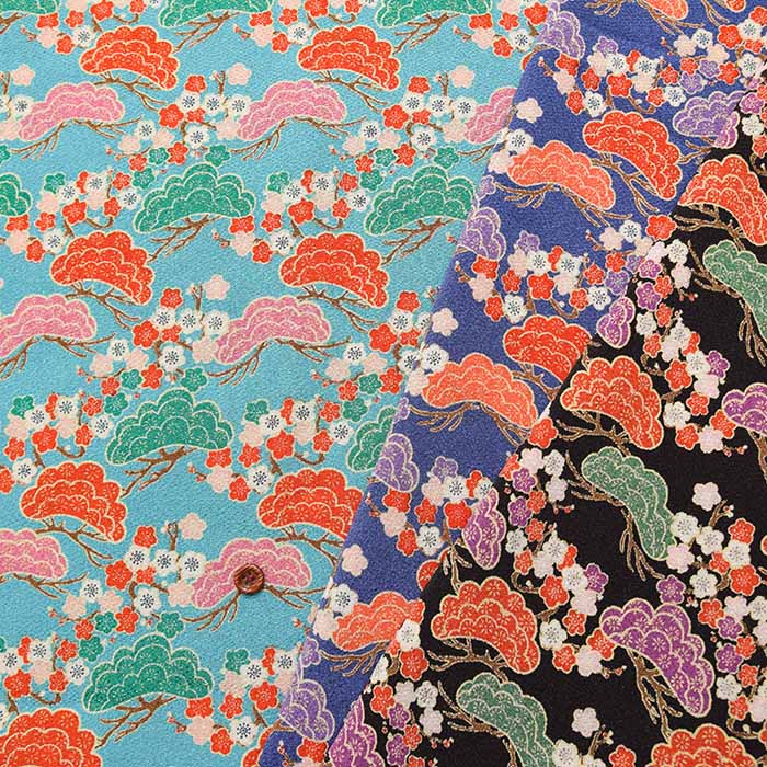 Polyester Fi -Koshi Kirimen Print Fabric Pine Plum - nomura tailor