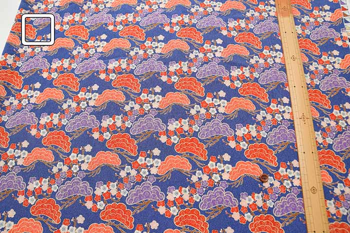 Polyester Fi -Koshi Kirimen Print Fabric Pine Plum - nomura tailor