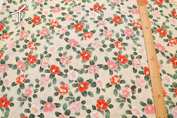 Polyester Fi -Ekoshi Kimen Print Fabric Tsubaki - nomura tailor