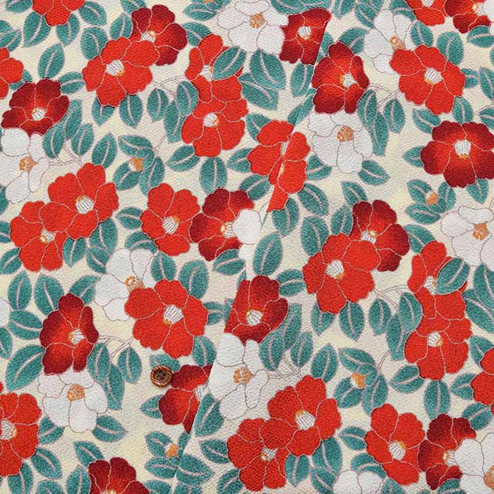 Polyester Chirimeprint Fabric Modern Camellia - nomura tailor