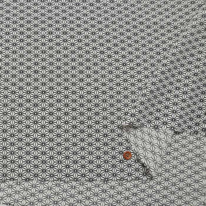 Polyester Chirimeprint fabric hemp leaf - nomura tailor
