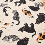 Cotton Ox Printed Fabric Thoughtful cat - nomura tailor