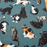 Cotton Ox Printed Fabric Thoughtful cat - nomura tailor