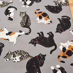 Cotton Ox Printed Fabric Thoughtful cat - nomura tailor