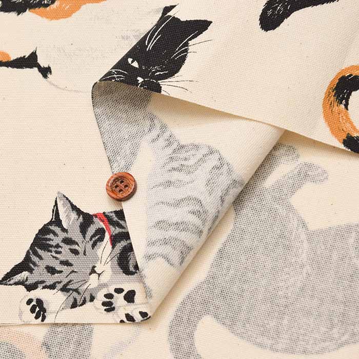 Cotton Ox Printed Fabric Thoughtful cat - nomura tailor