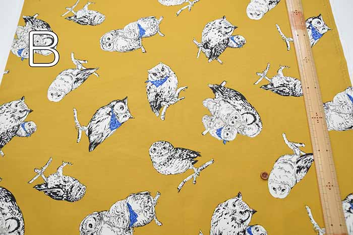 Cotton Ox Printed Fabric Owl - nomura tailor