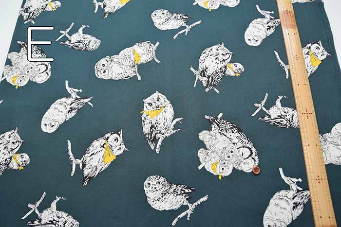 Cotton Ox Printed Fabric Owl - nomura tailor