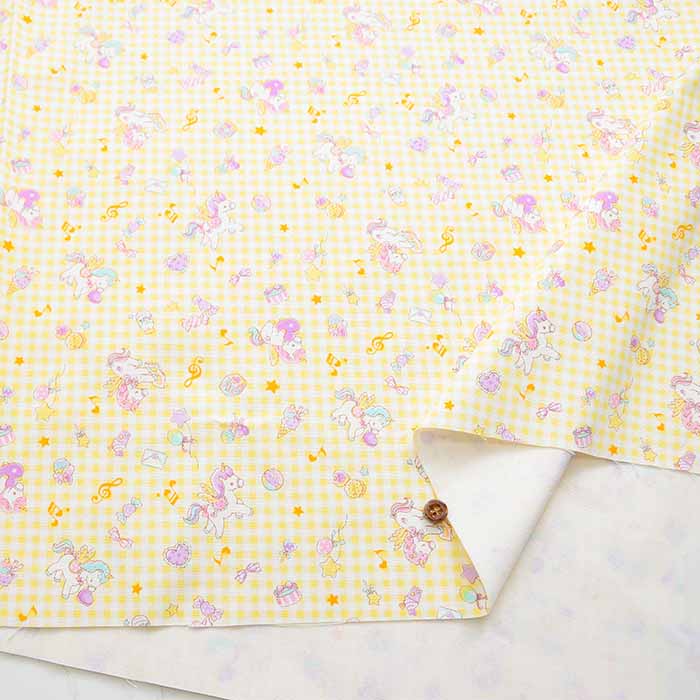 Cotton Ox Printed Fabric Check & Unicorn - nomura tailor