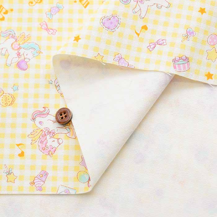 Cotton Ox Printed Fabric Check & Unicorn - nomura tailor