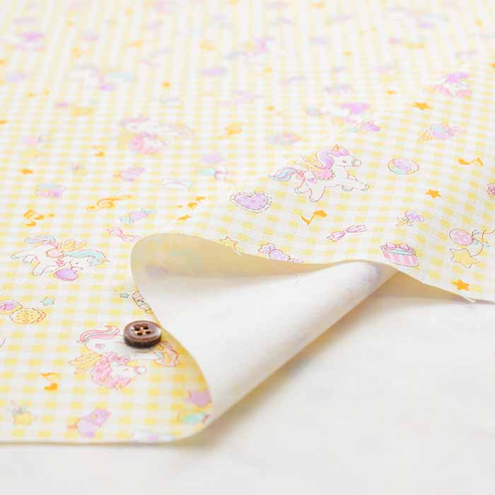 Cotton Ox Printed Fabric Check & Unicorn - nomura tailor