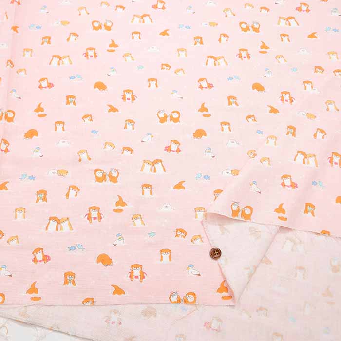 Cotton double gauze print fabric Otter - nomura tailor