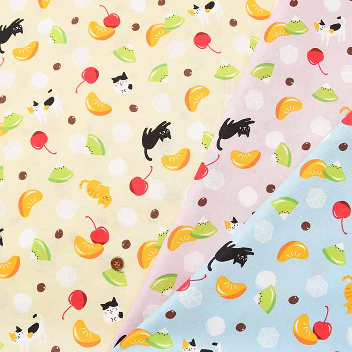 Cotton sheeting print fabric WA Monogatari Anmitsu Neko - nomura tailor