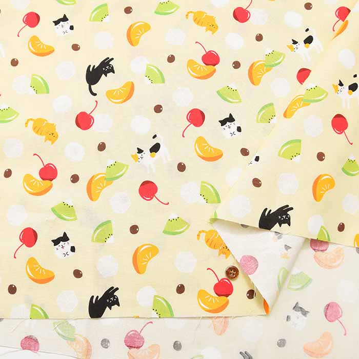 Cotton sheeting print fabric WA Monogatari Anmitsu Neko - nomura tailor