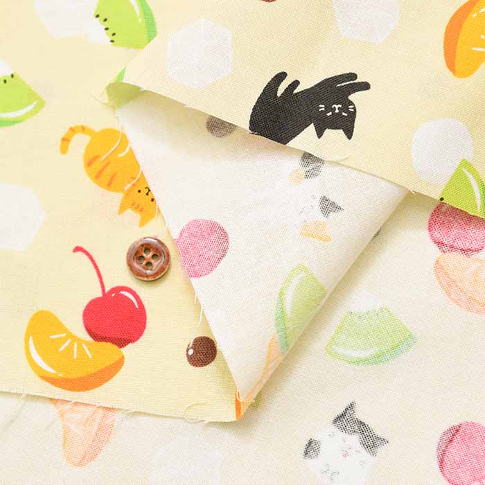 Cotton sheeting print fabric WA Monogatari Anmitsu Neko - nomura tailor