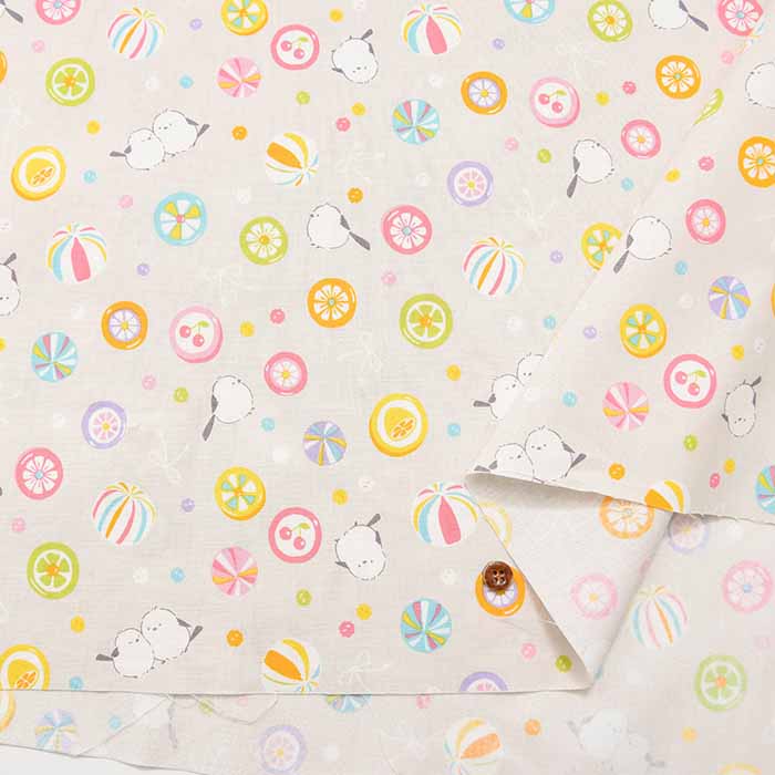 Cotton sheeting print fabric WA Monogatari Candy Striped Enaga - nomura tailor