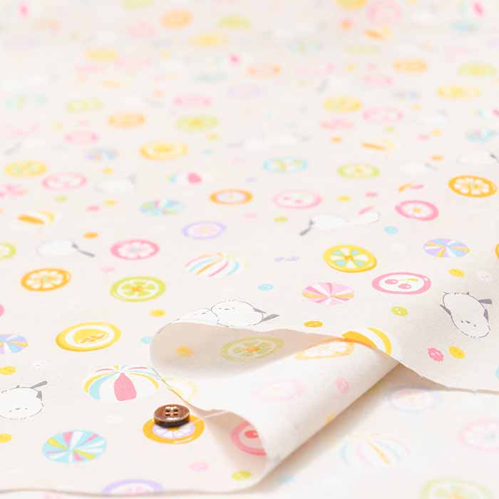 Cotton sheeting print fabric WA Monogatari Candy Striped Enaga - nomura tailor