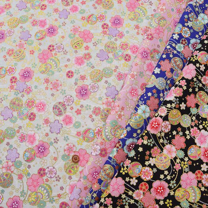Cotton chinese Grame Printed Fabric Wa Temari - nomura tailor
