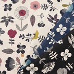 C/L Canvas Printed Fabric Nordic Forest Big Flower - nomura tailor