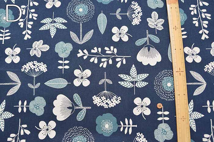 C/L Canvas Printed Fabric Nordic Forest Big Flower - nomura tailor