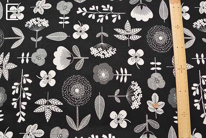 C/L Canvas Printed Fabric Nordic Forest Big Flower - nomura tailor