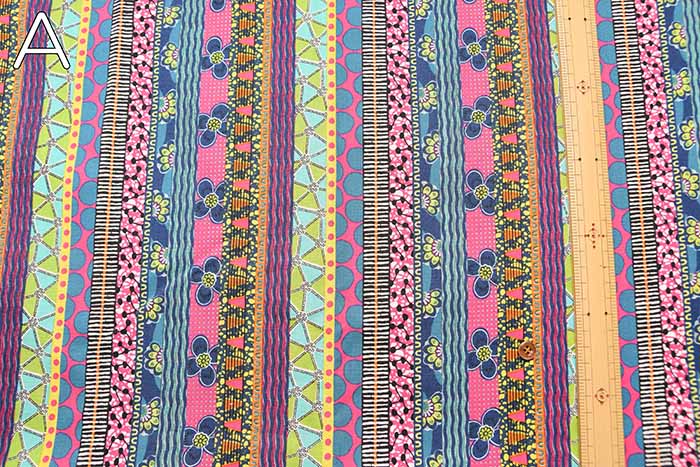 Cotton sheeting print fabric Ethnic stripe - nomura tailor