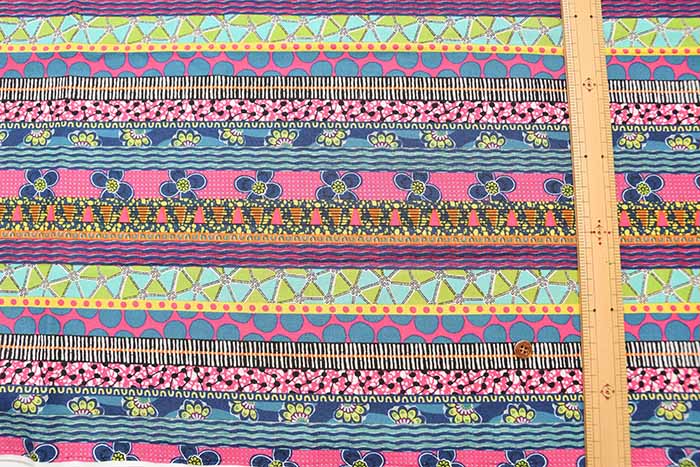 Cotton sheeting print fabric Ethnic stripe - nomura tailor