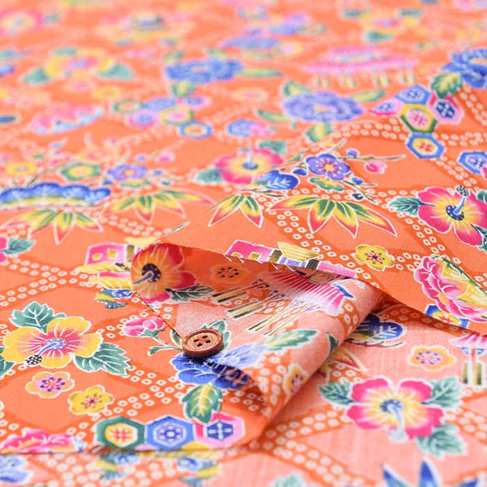 Cotton broadcloth printed fabric Benigata style - nomura tailor