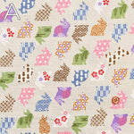 Cotton dobby print fabric Haikara Rabbit - nomura tailor