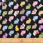 Cotton dobby print fabric Haikara Rabbit - nomura tailor