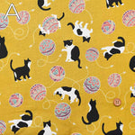 Cotton sheeting printed fabric Cat Ball - nomura tailor