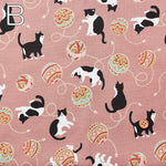 Cotton sheeting printed fabric Cat Ball - nomura tailor