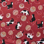 Cotton sheeting printed fabric Cat Ball - nomura tailor