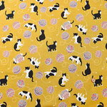 Cotton sheeting printed fabric Cat Ball - nomura tailor