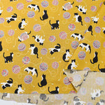 Cotton sheeting printed fabric Cat Ball - nomura tailor