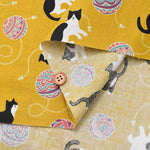 Cotton sheeting printed fabric Cat Ball - nomura tailor