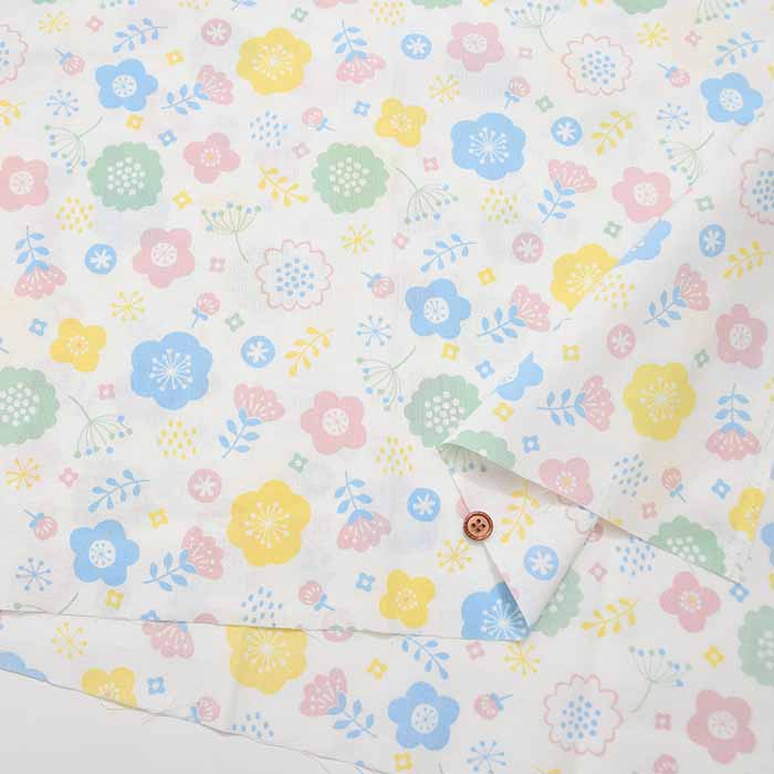 Cotton shirting printed fabric Flower - nomura tailor