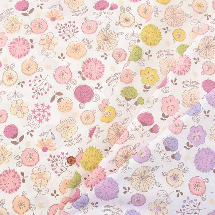 Cotton sheeting print fabric Flower - nomura tailor