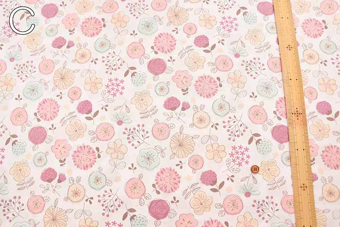 Cotton sheeting print fabric Flower - nomura tailor