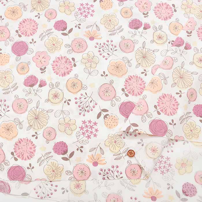 Cotton sheeting print fabric Flower - nomura tailor